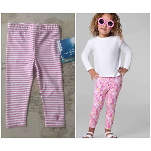 🆕Coolibar Pink Striped Baby Wave Swim Tights NWT 12-18Mo - Picture 1 of 8